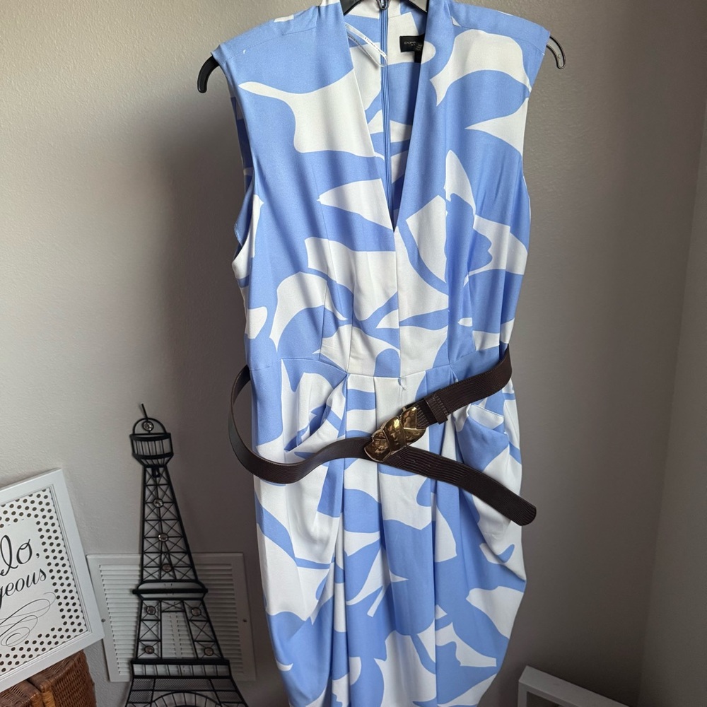 NWT Donna Karan New York FLORAL SLEEVELESS V-NECK SHEATH DRESS Sz 16W - Picture 4 of 11